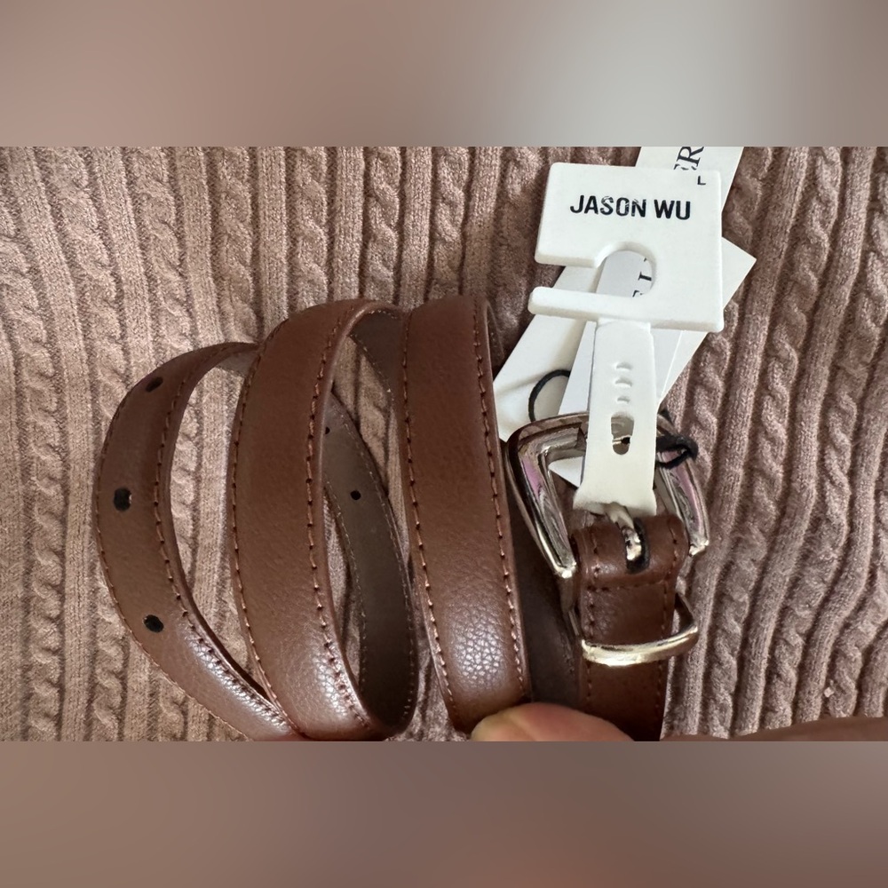 Jason Wu women’s leather belt with silver buckle XL